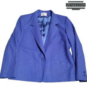 PENDLETON Size 14 100% Virgin Wool Plum Single Button Blazer Vintage